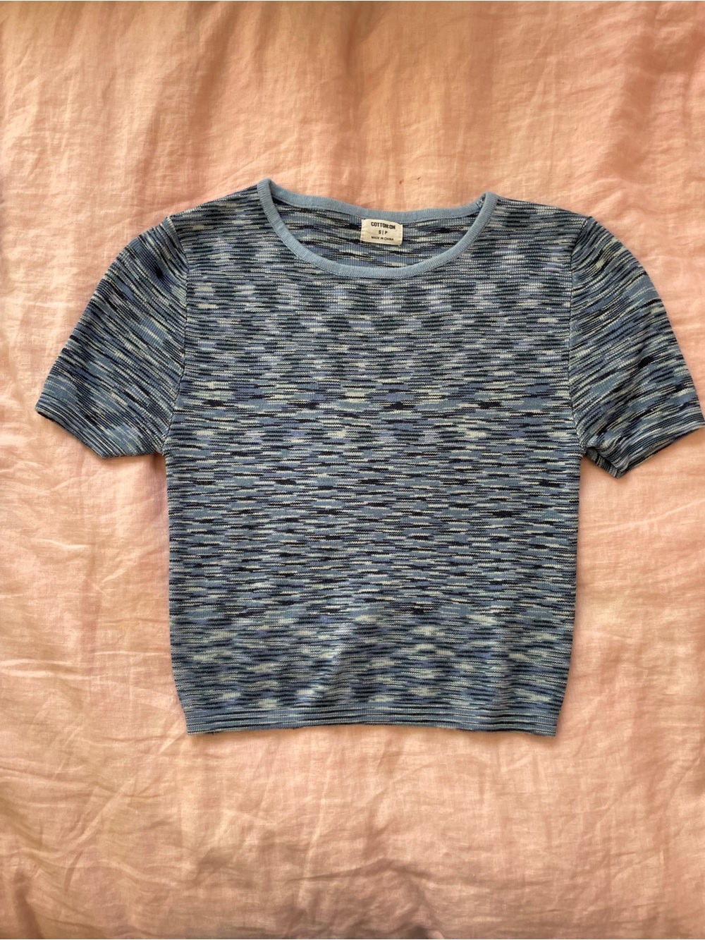 Cotton On Blue Multicolor Space-Dye Crop Top